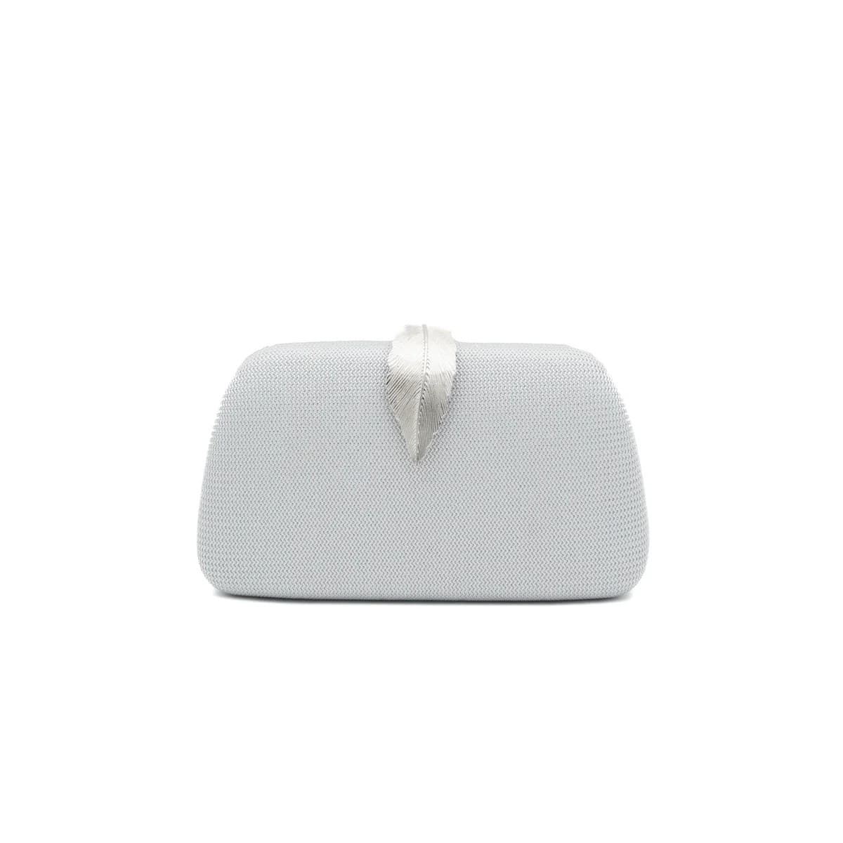 BOLSO CLUCTCH RÍGIDO HOJA PLATA 41468 - Imagen 1