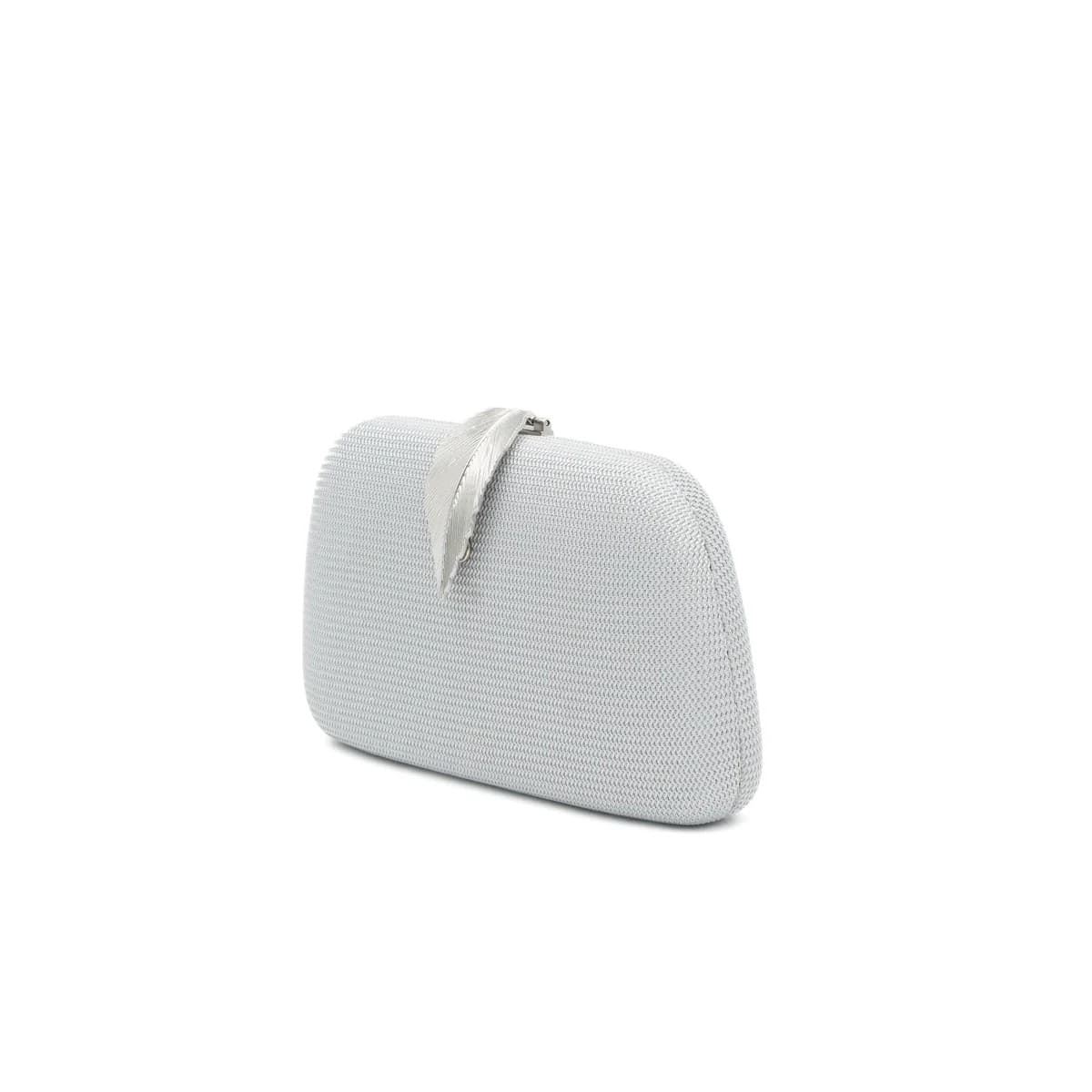 BOLSO CLUCTCH RÍGIDO HOJA PLATA 41468 - Imagen 2