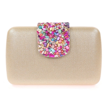 BOLSO CLUTCH DE FIESTA PEDRERIA ORO 41462 - Imagen 1