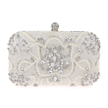 Bolso clutch de fiesta pedrería plata 18101 - Imagen 1