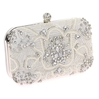 Bolso clutch de fiesta pedrería plata 18101 - Imagen 2