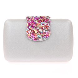 BOLSO CLUTCH DE FIESTA PEDRERIA PLATA 41462 - Imagen 1