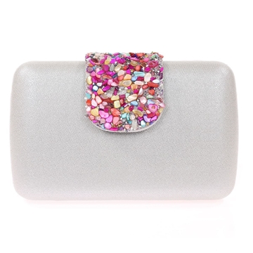 BOLSO CLUTCH DE FIESTA PEDRERIA PLATA 41462 - Imagen 1