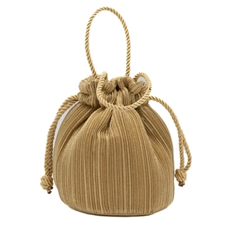 Bolso de fiesta bombonera plisada con asa de cordón oro claro 23066 - Imagen 2