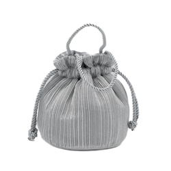 Bolso de fiesta bombonera plisada con asa de cordón plata 23066 - Imagen 2