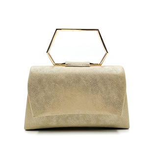 Bolso de fiesta rígido con asa geométrica oro claro 23059 - Imagen 1