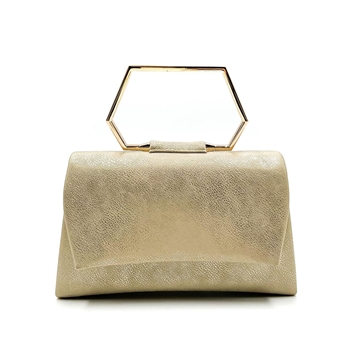 Bolso de fiesta rígido con asa geométrica oro claro 23059 - Imagen 1