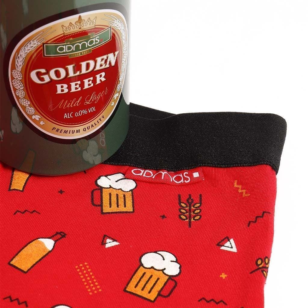 Boxer Navideño Rojo con Dibujos de Cerveza - Lugodress