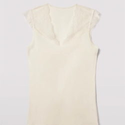 CAMISETA TIRANTES LENCERO ALGODÓN MARFIL 19450 - Imagen 2