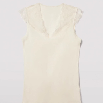 CAMISETA TIRANTES LENCERO ALGODÓN MARFIL 19450 - Imagen 2