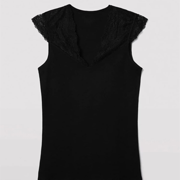 CAMISETA TIRANTES LENCERO ALGODÓN NEGRO 19450 - Imagen 2