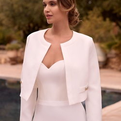 CHAQUETA NUPCIAL DE CREPÉ BIANCO EVENTO - Imagen 1