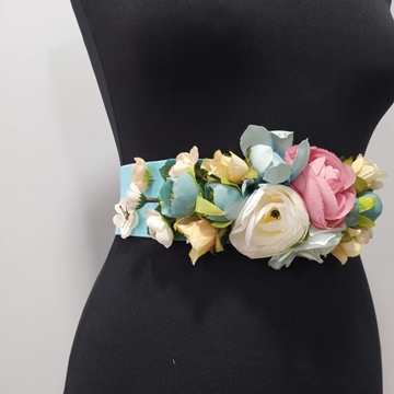 CINTURÓN FLORES AZUL CELESTE - Imagen 2