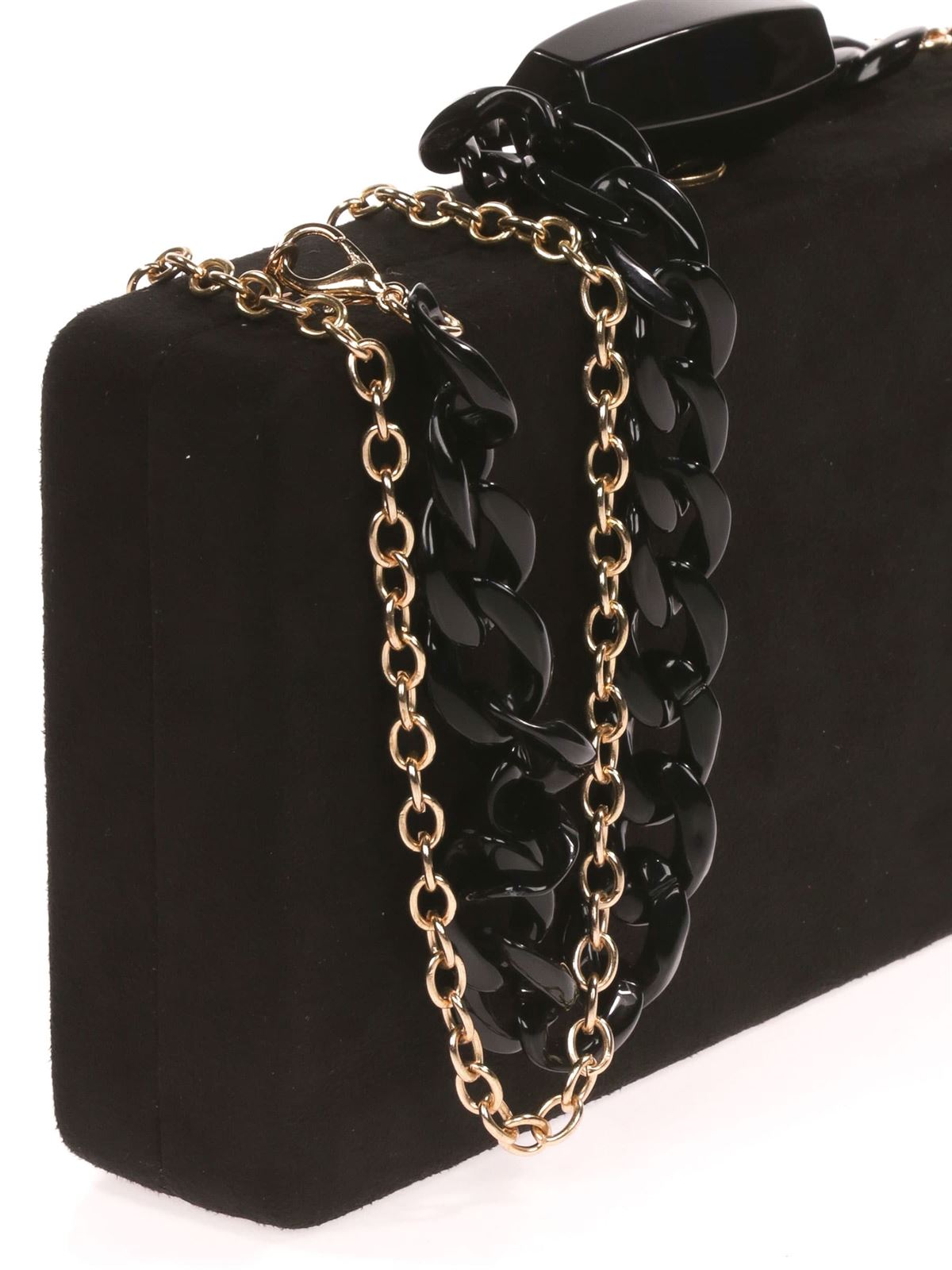 Clutch fiesta antelina cadenas negro 41411 - Imagen 3