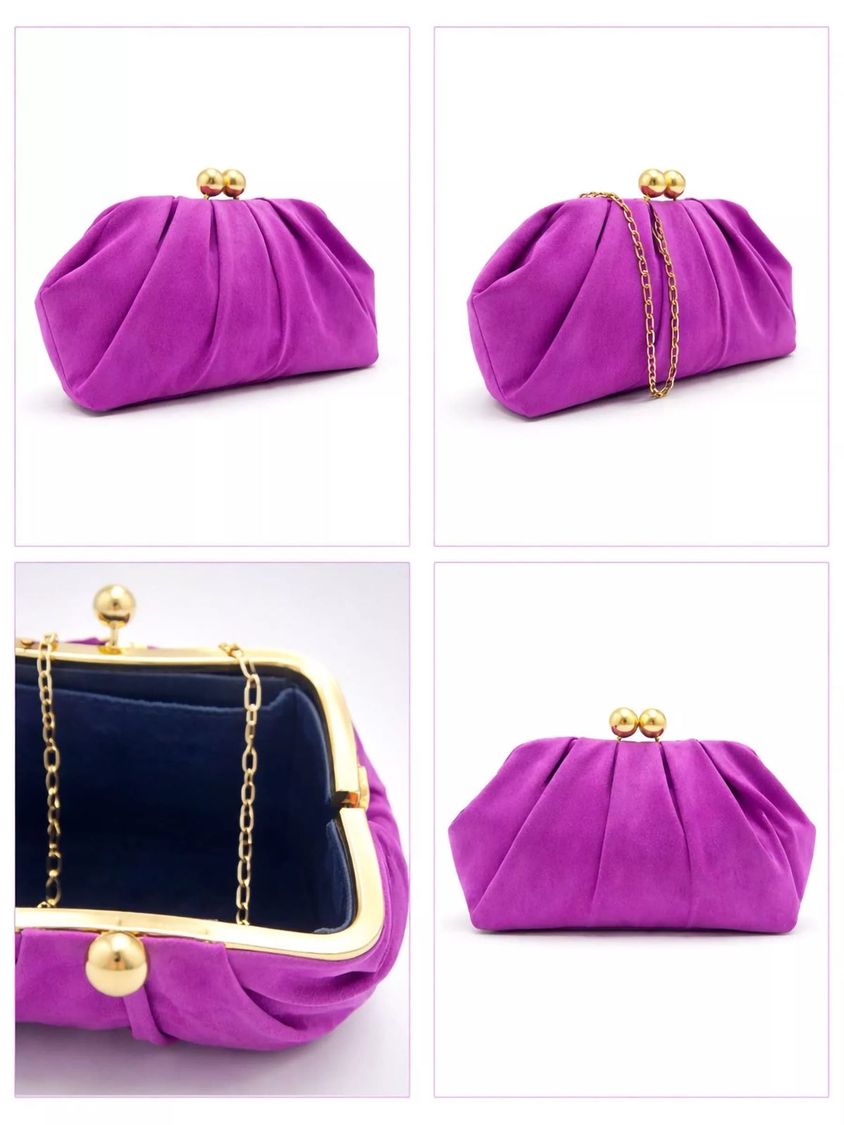 CLUTCH FIESTA EFECTO ANTE MORADO 22287 - Imagen 2