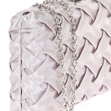 Clutch Fiesta Raso Trenzado Plata 41448 - Imagen 2