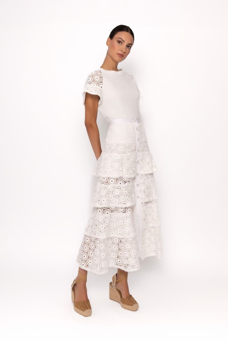 CONJUNTO TOP Y FALDA BORDADA ARGGIDO 49526 - Imagen 1