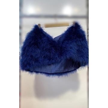 ESTOLA PLUMAS MARABÚ AZUL MARINO - Imagen 1