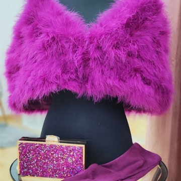 ESTOLA PLUMAS MARABÚ BUGANVILLA - Imagen 2