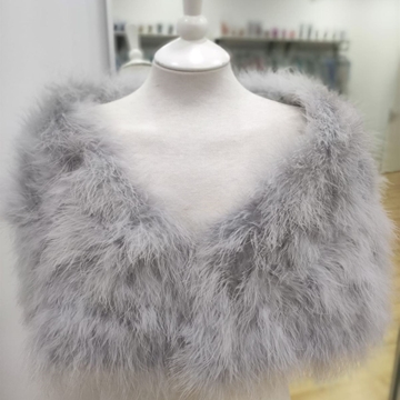 ESTOLA PLUMAS MARABÚ GRIS CLARO - Imagen 1