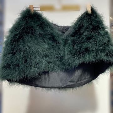 ESTOLA PLUMAS MARABÚ  VERDE BOTELLA - Imagen 2