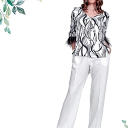 OUTLET PANTALON DE FIESTA BLANCO MERCEDES ROLDÁN 2488 - Imagen 1