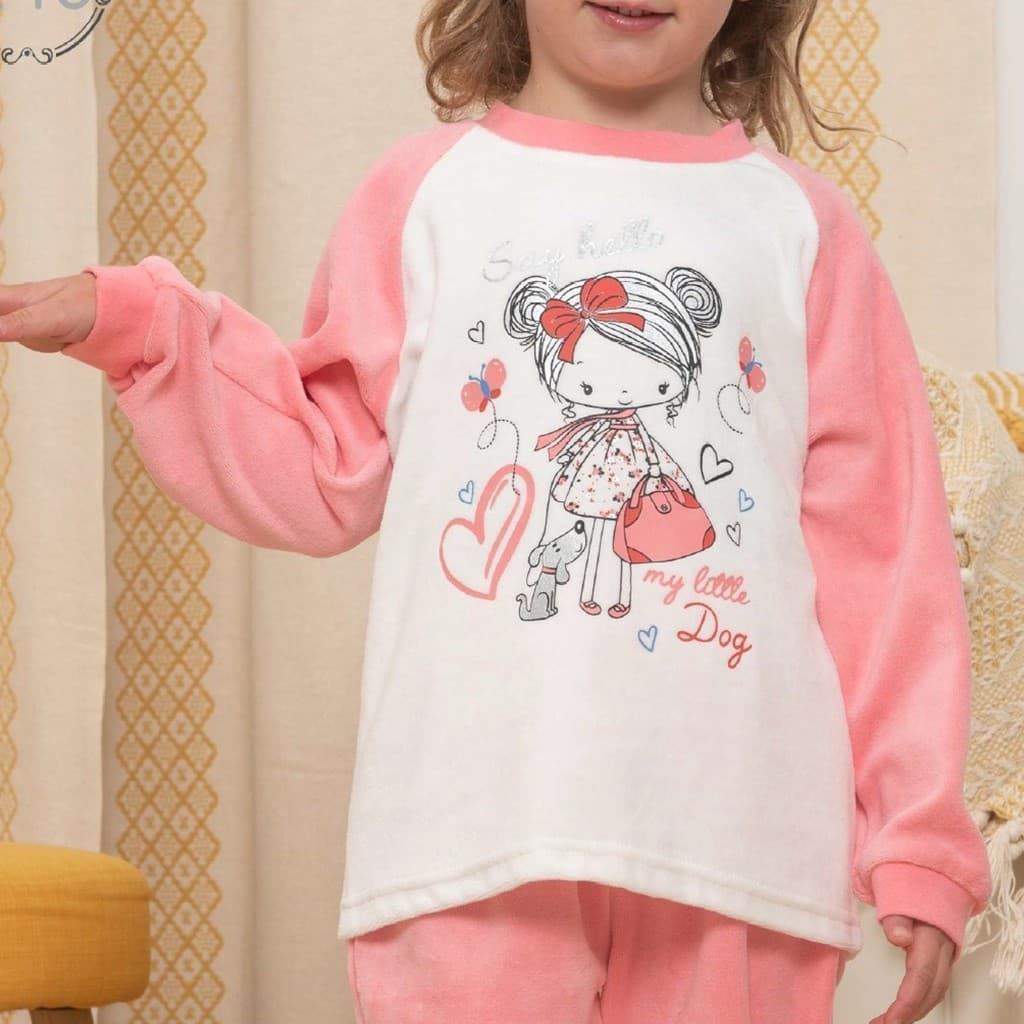 OUTLET PIJAMA NIÑA TUNDOSADO ROSA KINANIT KN243 - Imagen 2