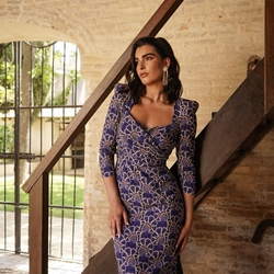 OUTLET VESTIDO DE FIESTA MAGNOLIA KOBUS LAUREL ESTAMPADO - Imagen 1