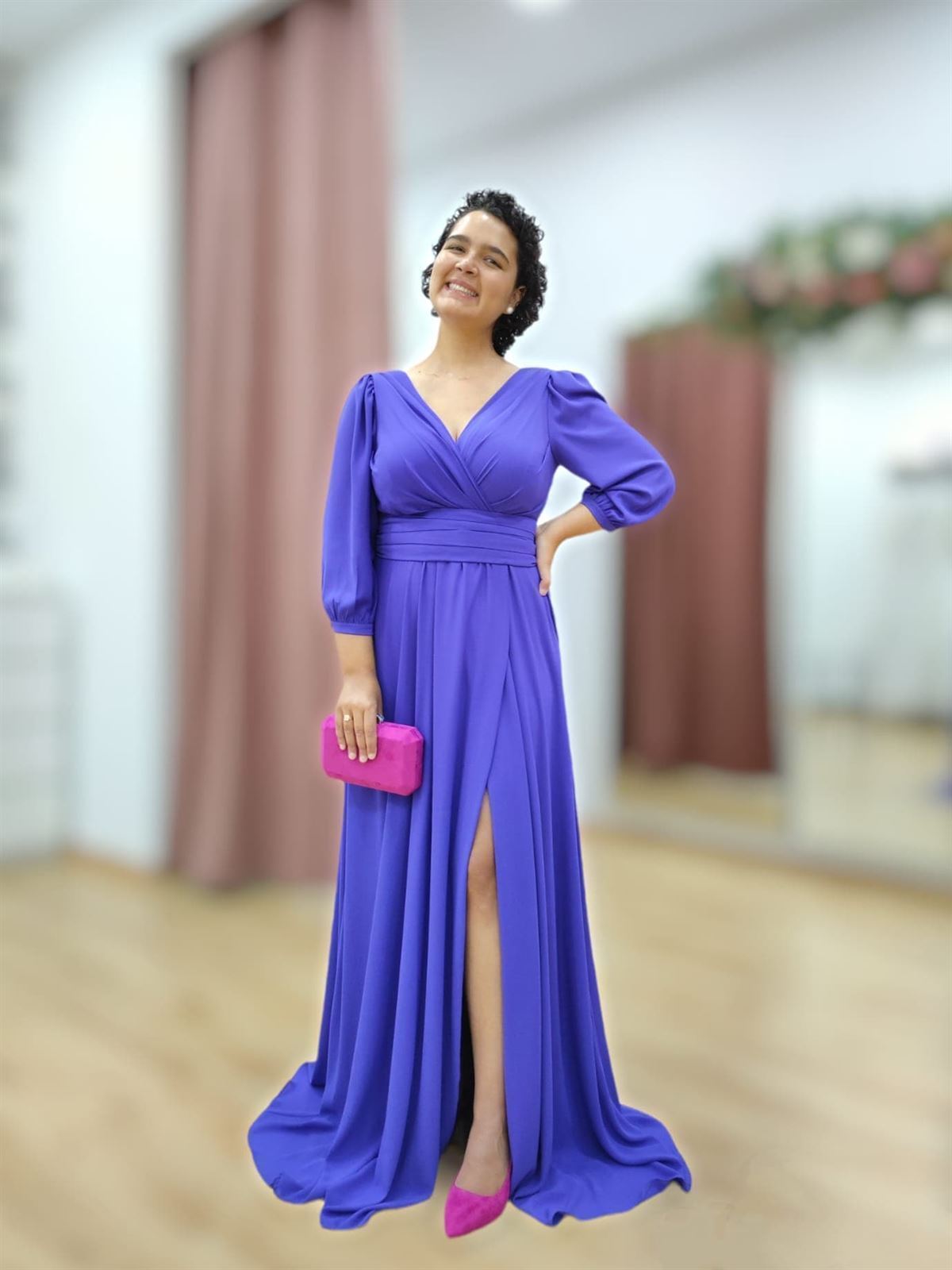 OUTLET VESTIDO JUAN MARCOS LISO CON MANGA 2694 - Imagen 1