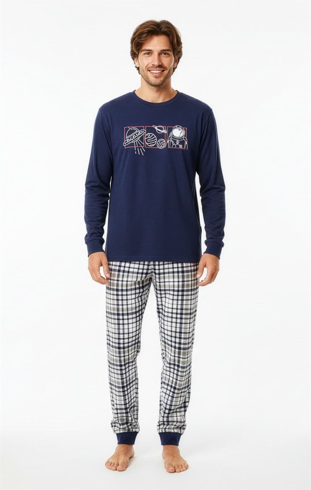 Pijama Hombre Algodón Interlock Kinanit KN627 | Pijama Invierno - Imagen 1