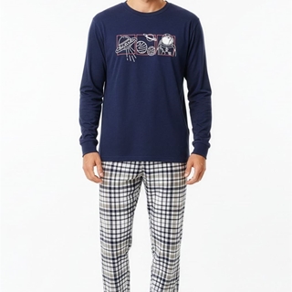 Pijama Hombre Algodón Interlock Kinanit KN627 | Pijama Invierno - Imagen 1
