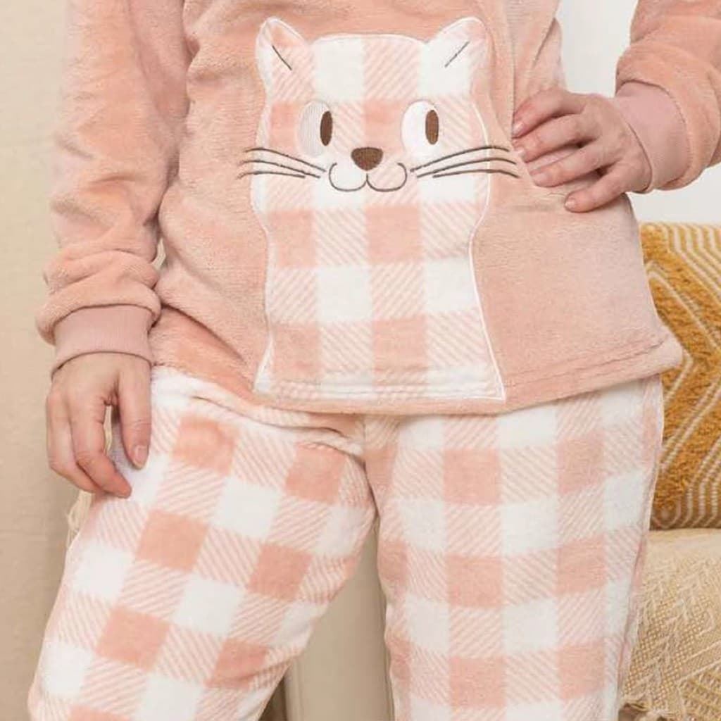 PIJAMA MUJER CORALINA "GATO CUADROS" FABIANNI F-554 - Imagen 3