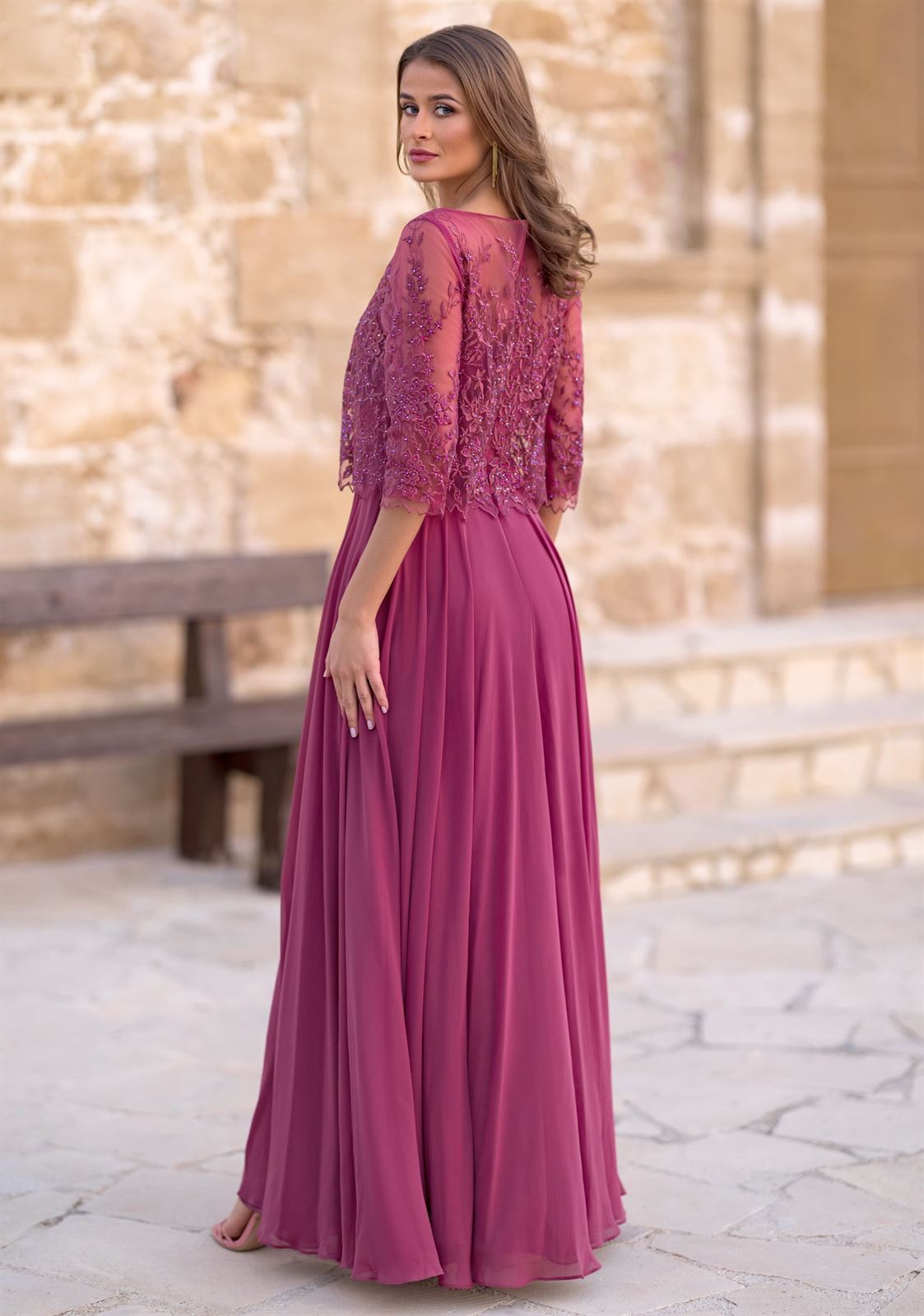 Rebajas Vestido de Fiesta 0882 CHRISTIAN KOEHLERT Marsala Red - Imagen 3