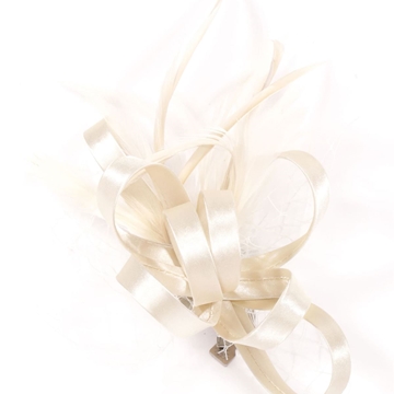 Tocado pequeño plumas beige 91013 - Imagen 1