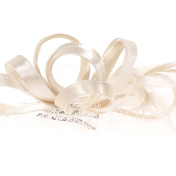 Tocado pequeño plumas beige 91013 - Imagen 2