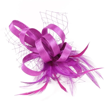 Tocado pequeño plumas buganvilla-oscuro 91013 - Imagen 1