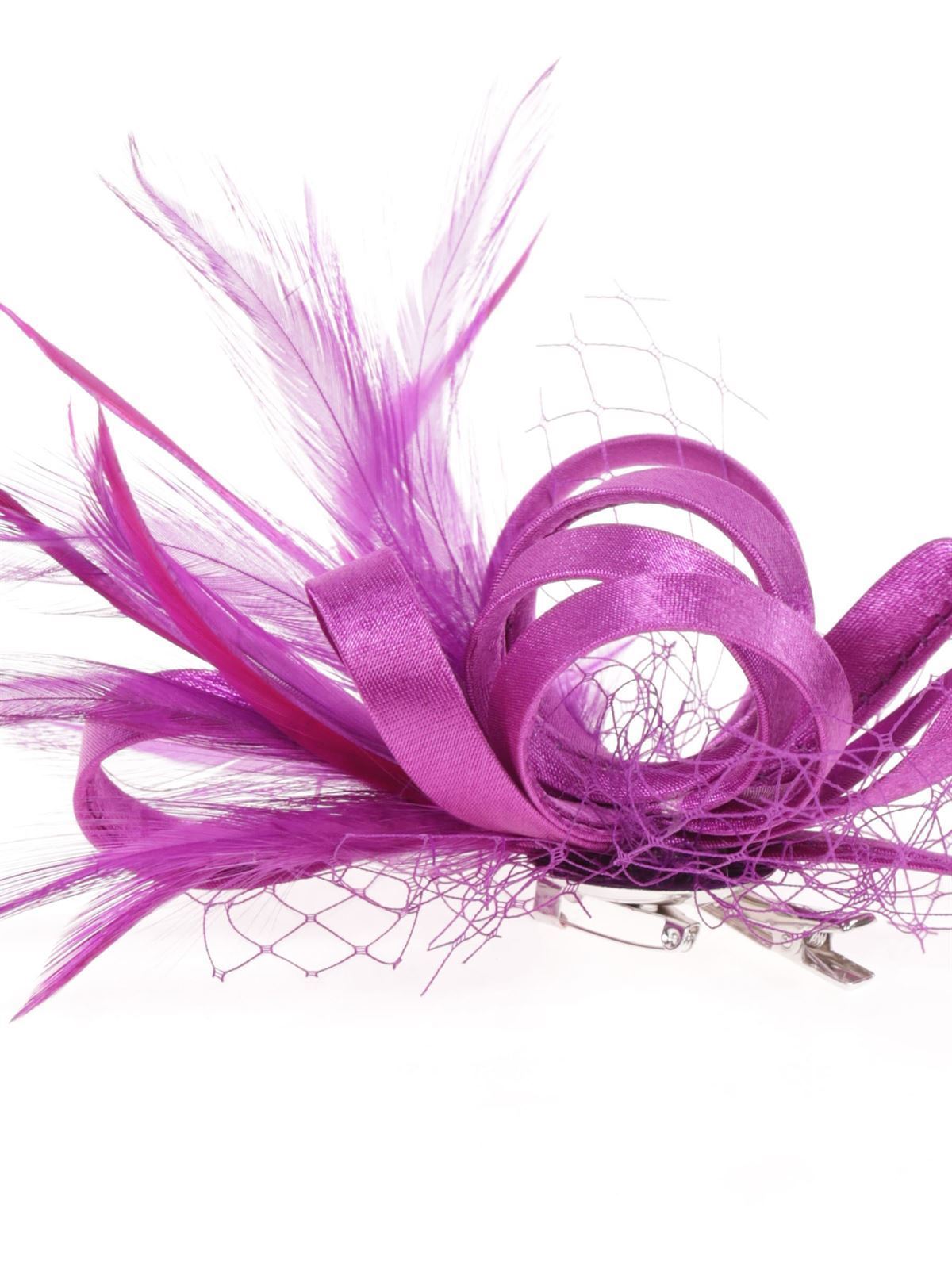 Tocado pequeño plumas buganvilla-oscuro 91013 - Imagen 2