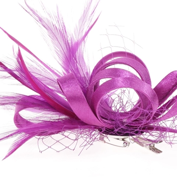 Tocado pequeño plumas buganvilla-oscuro 91013 - Imagen 2