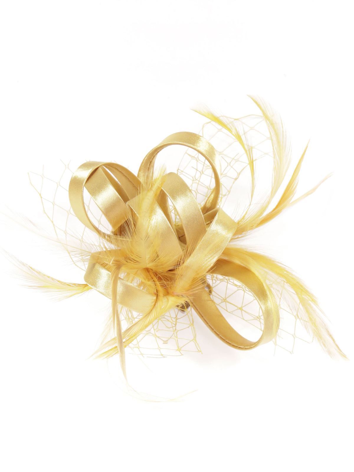 Tocado pequeño plumas oro 91013 - Imagen 1