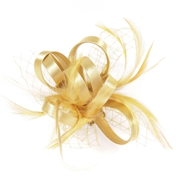 Tocado pequeño plumas oro 91013 - Imagen 1