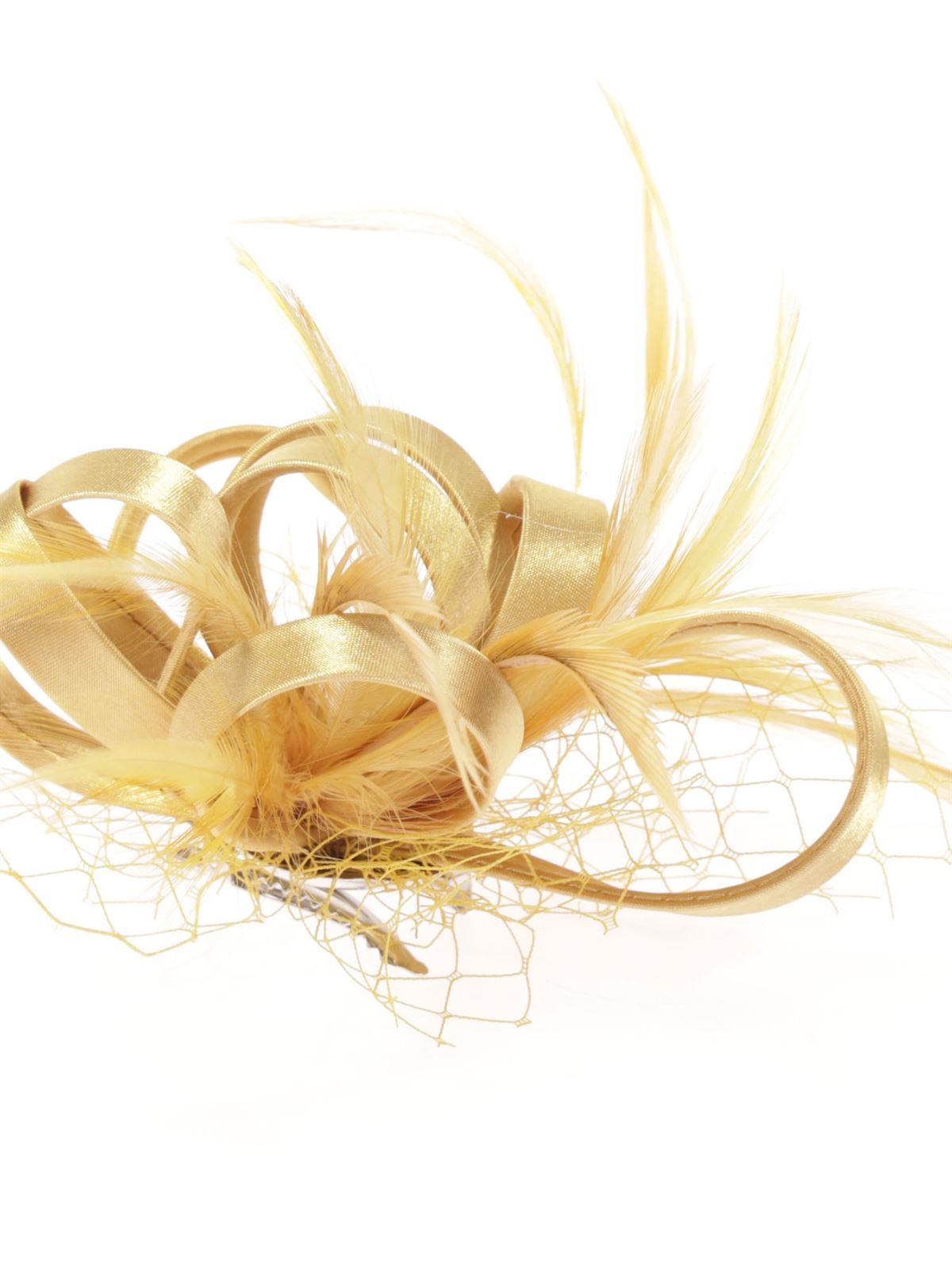 Tocado pequeño plumas oro 91013 - Imagen 2