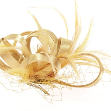 Tocado pequeño plumas oro 91013 - Imagen 2