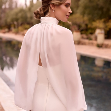 TOP NUPCIAL GASA CON MANGAS TIPO CAPA - Imagen 2