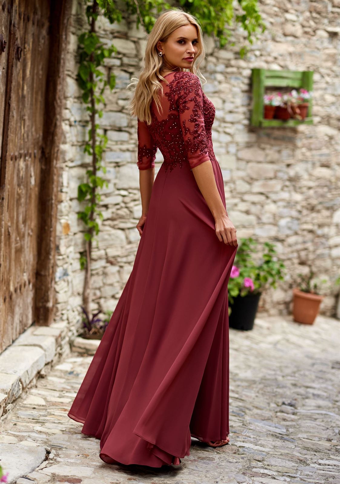 Vestido de Fiesta 0817 CHRISTIAN KOEHLERT en Marsala Red - Imagen 3