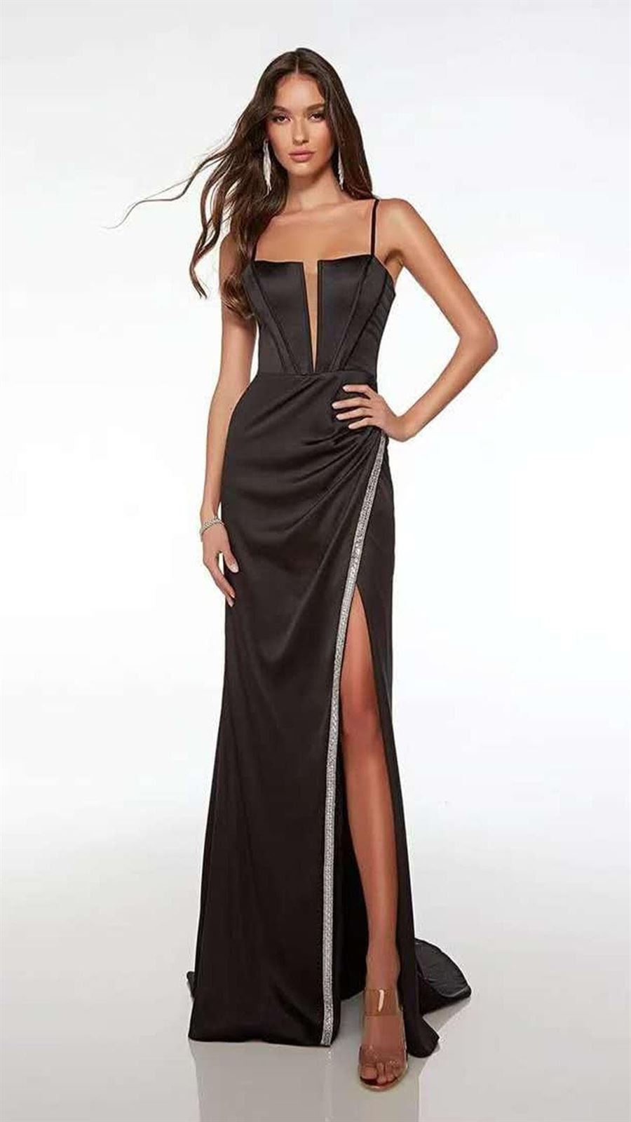 VESTIDO DE FIESTA DE SATÉN PL1335 - Imagen 1