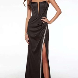 VESTIDO DE FIESTA DE SATÉN PL1335 - Imagen 1