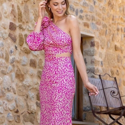 VESTIDO DE FIESTA ESTAMPADO BETZZIA 25118 - Imagen 1