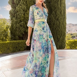 VESTIDO DE FIESTA ESTAMPADO CASTING CT25V5059 - Imagen 1