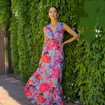 VESTIDO DE FIESTA ESTAMPADO CENTELLA NEBLAK 4532 - Imagen 1