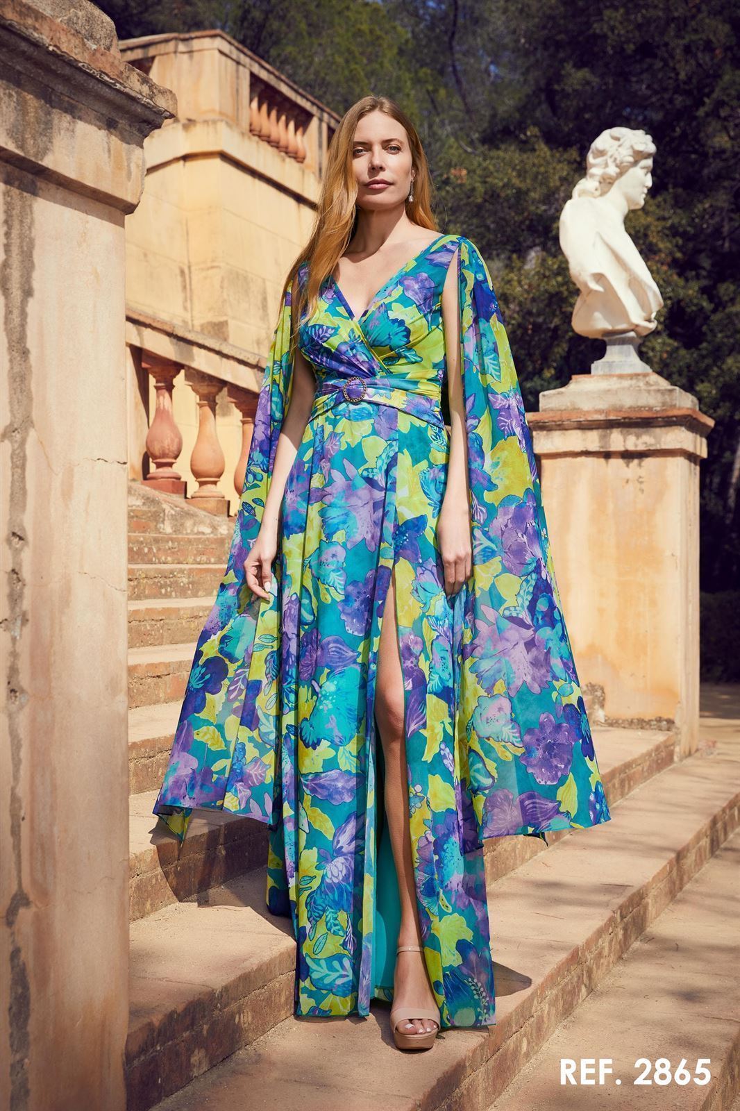 VESTIDO DE FIESTA ESTAMPADO  JUAN MARCOS 2865 - Imagen 1
